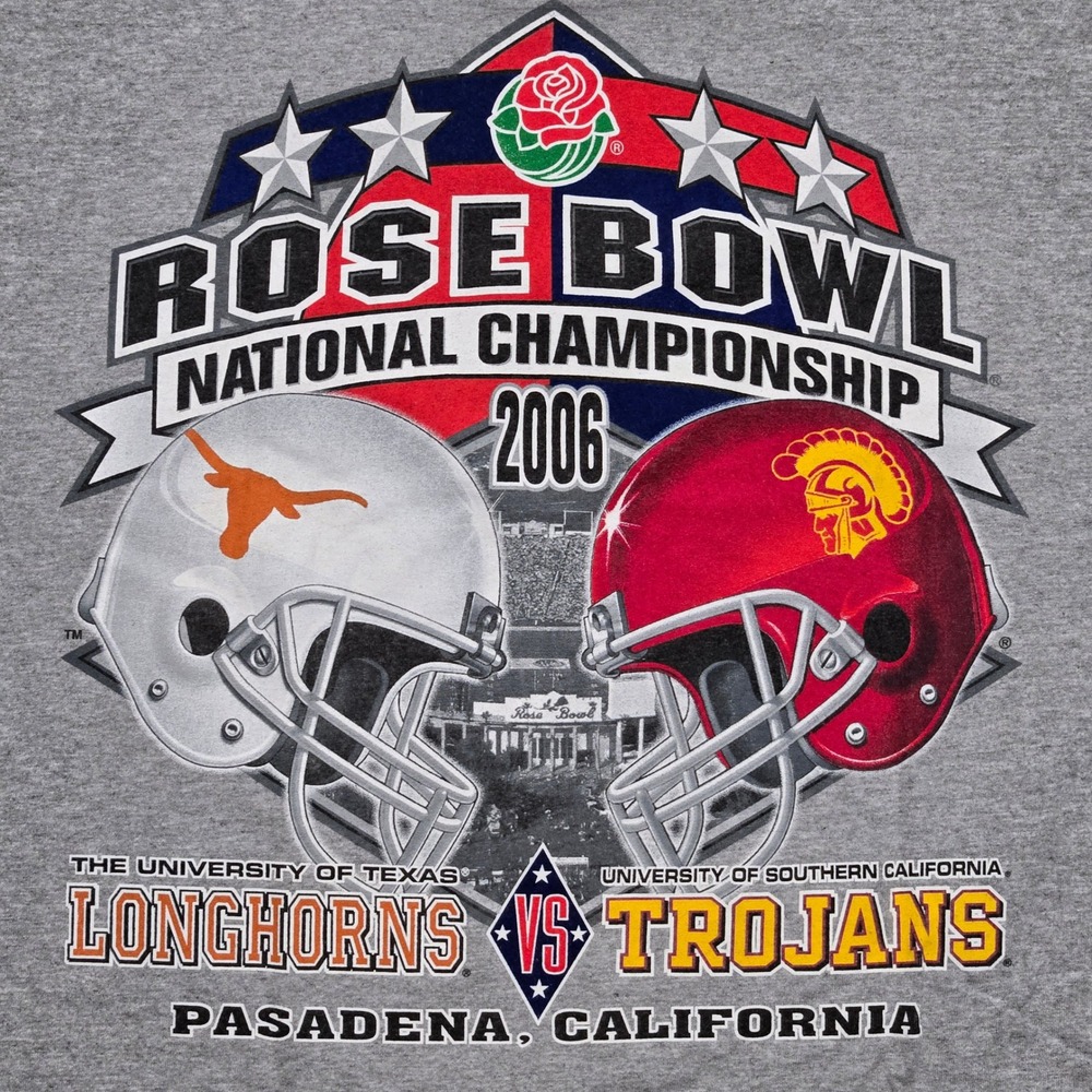 Rose Bowl 2006 National Championship Shirt Y2K Mens L Texas Longhorns USC Gray